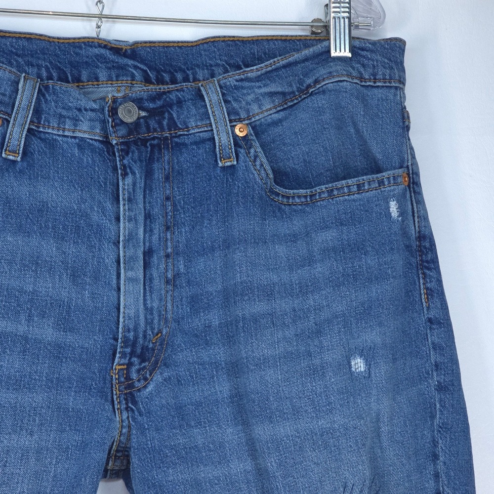 Levi's 511 Denim Jeans Mens 36x30 Faded Stretch Medium Wash Whiskers Distressed - Picture 11 of 16